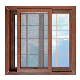 China Top Brand Coffee Color French Doors Windows Grill Design Aluminum Framed Double Glazed Sliding Window Residential