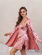  Hot Selling Reay Stock Woman Satin Sexy Two-Piece Sets Lace Embroidery Bathrobes Nightdress