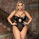  ODM Plus Size Black Lace Splicing Exquisite Hollow out Sexy Lingerie with Underwire