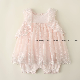  Newborn Baby Kids Children Clothing Girl Woven Pink Dress with Lace