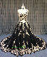 22003 Sweetheart Necklitne Lace Wedding Dress with 68 Inch Train A-Line Tulle Skirt Black Ivory-1481