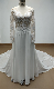 219c Long Sleeve and V Neckline Illusion Wedding Dress with 72 Trian A-Line Chiffon Skirt Ivory-Nude