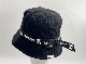 Simple Black Child Bucket Hat with Print Ribbon and Decoration Button