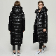 Winter Women Warm Fashion Long Down Filled Parka Coat Black/Red Lightweight Shiny Puffer Jacket