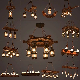 Nordic Industrial Style Interior Decoration Wooden Wrought Iron LED Lighting Chandelier