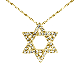 Customized Fashion 925 Sterling Silver Jewish Star Pendant Jewelry Gold Plated Sparkling CZ Diamonds Star of David Necklace