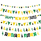 New Product Happy New Year Banner with Star Garland and Happy 2023 Banner New Years Eve Decorations