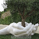 Modern Garden Big Hand Marble Sculpture Hands Holding Tree Marble Sculpture for Outdoor Decoration