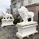  Custom Hand Carved Western Style Natural Stone White Marble Sleeping Lion Statue for Outdoor Garden Decoration