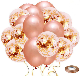 60 Pack White Gold Balloon 12 Inch Birthday Rose Gold Confetti Latex Balloons for Party Wedding Bridal Shower Decorations