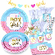  Gender Reveal Theme Party Decoration Paper Cup Plate Napkins Tableware Sets Party Supplies