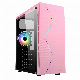 Pinky Specialized PC Case ATX Computer Black Hardware with LED Strip