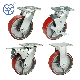 Wbd Heavy Duty Cast Iron Core PU Caster Red Polyurethane Castors and Universal Wheels for Trolley