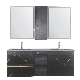  2023 New Arrival Modern Gray Sintered Stone Bathroom Vanity LED Mirror Cabinet Combo