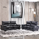 Home Black Wooden Genuine Grain Leather Sofa for Living Room Furniture Set