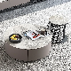  Modern Size Round Coffee Table Set with Stool, Wooden Rock Slab Retractable Marble Coffee Table TV Cabinet