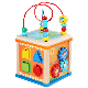  Wooden Toy Musical Big Beads Playing Cube, Wooden 5 in 1 Bead Maze Cube Kids Activity Cube