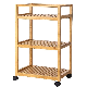  Bamboo 3 Tier Rolling Utility Service Cart