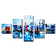 5 Panel Canvas Wall Art Set Oil Painting Modern Home Room Decor Printing Abstract Landscape City Building Frame Picture