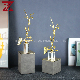 Nordic Metal Flower Branch Gold Luxury PU Leather Home Decor Accessories Ornament for Home Decorations