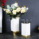 Wholesale Luxury Leather Crafts Ornament Set Furnishing White Metal Art Vase Candle Holder for Home Decoration