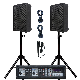  4 Channel 800W Bluetooth Powered with 2PCS 10 Inch Wooden Cabinet Speaker PRO DJ System+Microphone+Cable+Stand&Model Spare Parts SKD