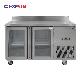  Stainless Steel 2 Glass Door 188L Bar Counter Workbench Refrigerator Under Counter Fridge Chiller