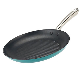 24cm Enamel Cast Iron Grill Pan Lightweight Cast-Iron Griddle for Steak Cooking Pot with Stainless Steel Handle