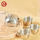  4PCS Stainless Steel Utensils Outdoor Camping Kitchen Utensils Toy Kettle with 3PCS Cups Kid Chef Pretend Mini Kitchen Set Toy