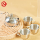 4PCS Stainless Steel Utensils Outdoor Camping Kitchen Utensils Toy Kettle with 3PCS Cups Kid Chef Pretend Mini Kitchen Set Toy