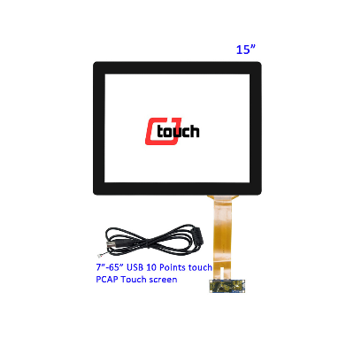 USB 15" Projected Capacitive Touchscreen Panel Waterproof Open Frame 10 Point Multi Touch Self-Service Health Screening