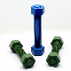 Green/Blue/Red Polytetrafluoroethylene PTFE Coating A193 Grade B7 Stud Bolt Threaded Rod