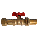 Ball Valve for Energy Metering with Male Thread, Telescopic Swivel Nut and Red T-Handle.