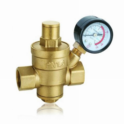 RV Water Pressure Regulator Brass Adjustable Pressure Reducer Valve W Gauge 3/4"