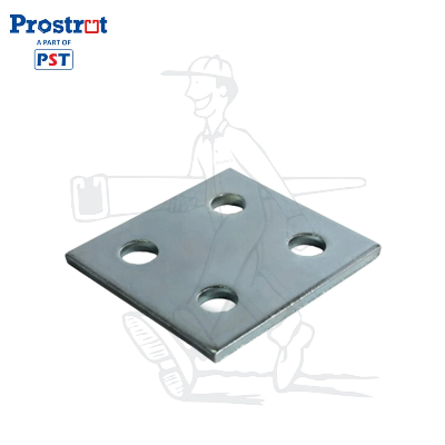 Zinc Plated 3-1/4"X3-1/2" 4 Hole Connecting Plate Fitting for Strut Channel Carbon Steel General Fittings