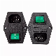 IEC 3 Pin C14 Inlet Power Sockets Connector with Single Fuse Green Rocker Switch Socket