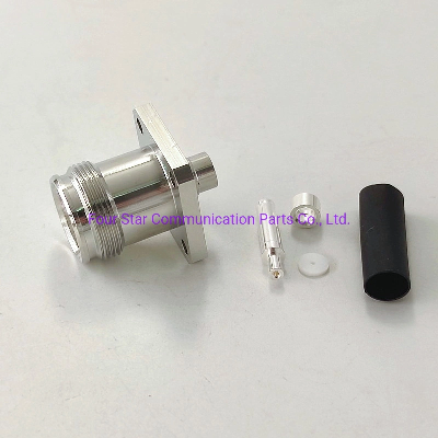 4.3/10 Female 25.4mm Sq Flange RF Coaxial Connector for Rg402 (. 141") Cable