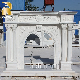 Interior Home Ornate Pure White Marble Fireplace Surround