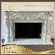 Indoor Freestanding Carved White Marble Decorative Stone Fireplace Mantle