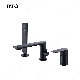 Bto Modern Brass Matte Black Deck Mount 3 Hole Bathroom Bathtub Faucet