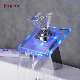 Diamond Handle LED Glass Faucet Waterfall Basin Sink Faucet (QH0819F)