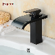 Fyeer New Black Glass Waterfal Bathroom Brass Basin Faucet manufacturer
