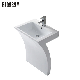 Bathroom Pedestal Sink Artificial Man-Made Stone Acrylic Resin Freestanding Wash Basin manufacturer