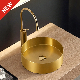  Vessel Sink Round Shape Gold Bathroom Counter Above Bathroom Sink