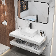 2 Layer Slate Rock Wall Mounted Lavabos Ceramic Sink Top Wash Basin Vanity Bathroom Floating Marble Cabinet