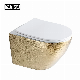 Gold Leather Rimless Collision Smart Round Rectangular Square Wall Hung Mounted Wc Chinese Bathroom Toilet with Bowl Seat Cover