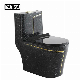  Black with White Spot Gold Line Wholesale Chinese One-Piece Toilet Bowl