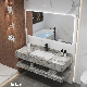  Integrated White Marble Ceramic Wash Basin Wall Hung Artificial Stone Bathroom Sink