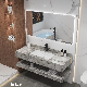 Integrated White Marble Ceramic Wash Basin Wall Hung Artificial Stone Bathroom Sink