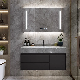 Modern Design Slate Countertop Wall Hung Vanity Wooden Panel Bathroom Cabinet with Mirror